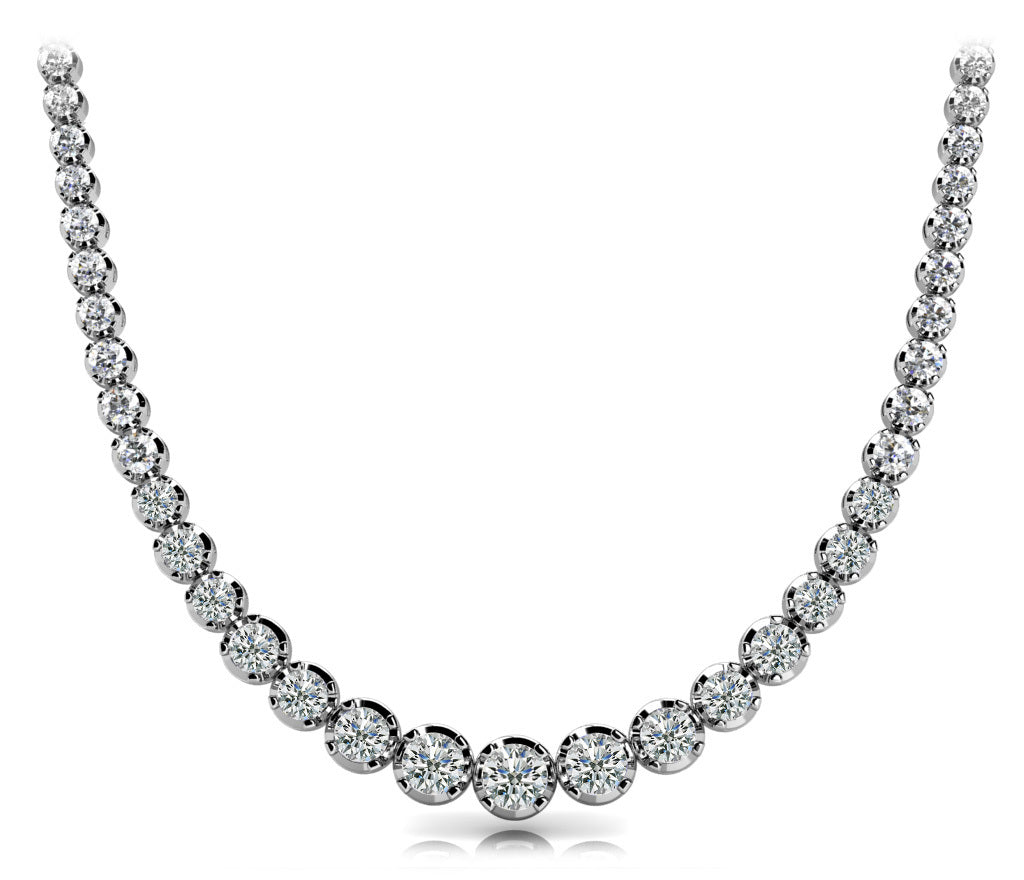18K White Gold Diamond Graduated Necklace