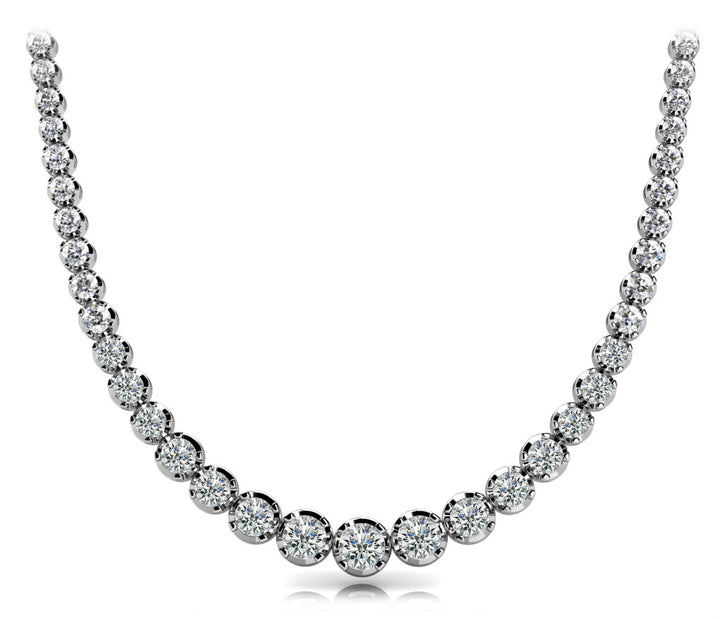 18K White Gold Diamond Graduated Necklace