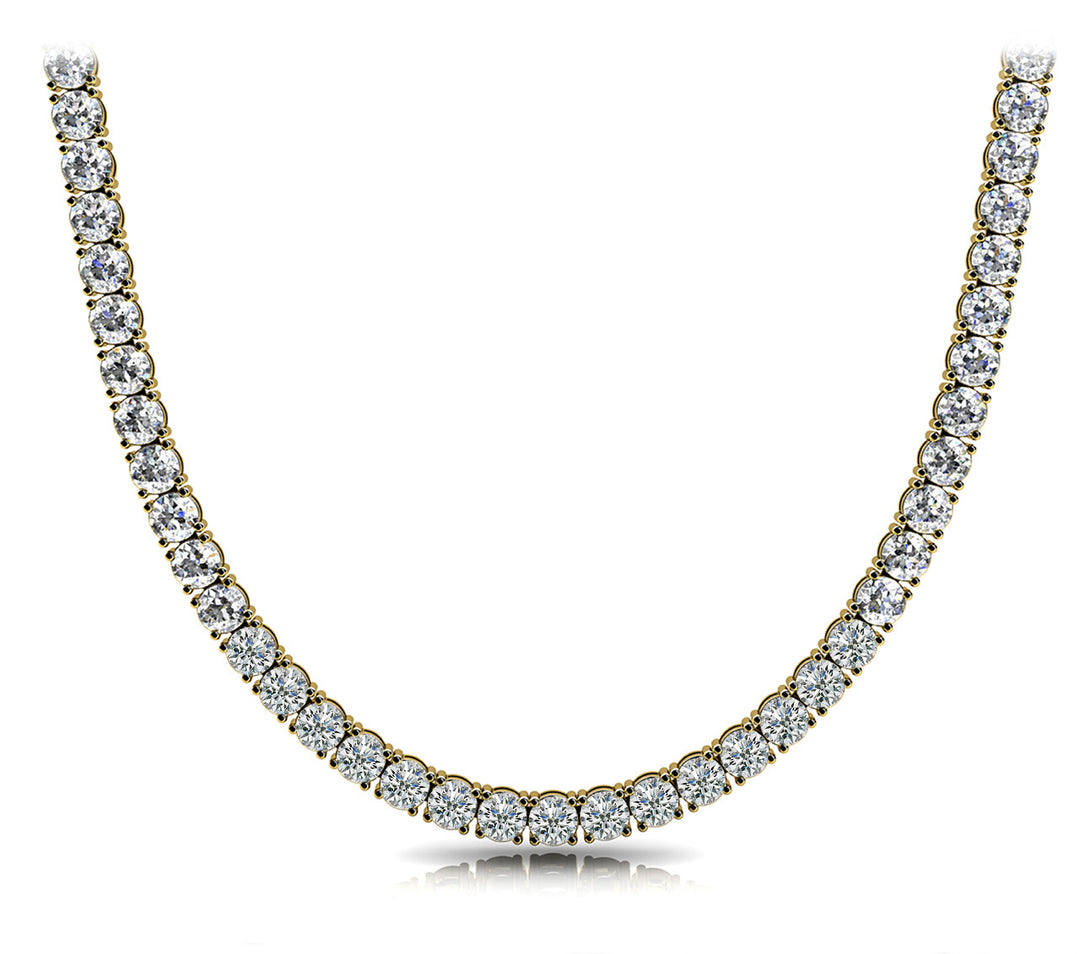 18K Yellow Gold Round Diamond Fashion Necklace