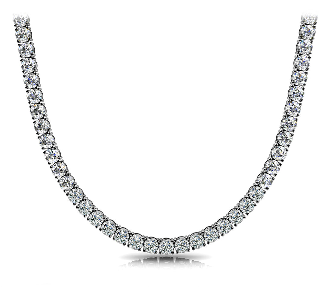18K White Gold Diamond Riviera Necklace