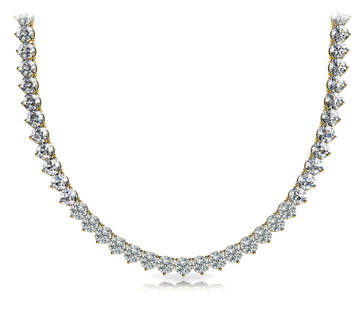 18K Yellow Gold Round Diamond Fashion Necklace