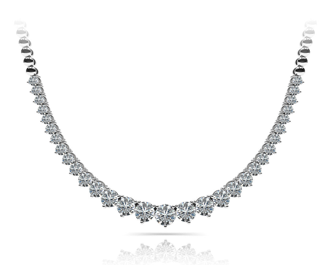 14K White Gold Round Diamond Fashion Necklace