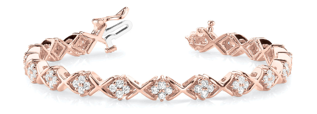 14K Rose Gold 2.16ctw Round Diamond Line Bracelet