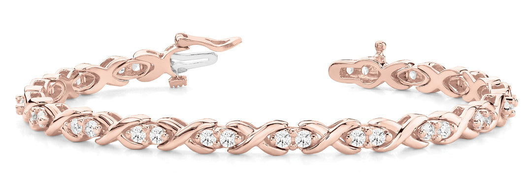 18K Rose Gold 1.70ctw Diamond In-Line Bracelet