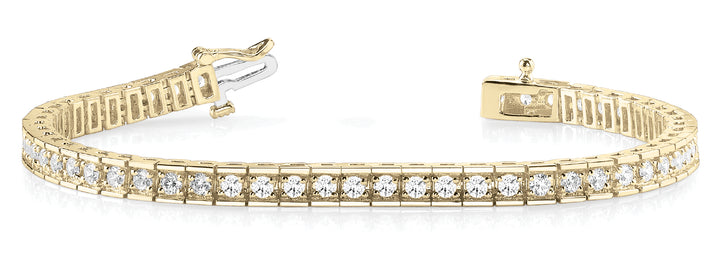 18K Yellow Gold Round Diamond Tennis Bracelet