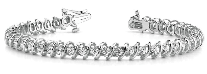 18K White Gold 1/2 CT Diamond S-Link Bracelet