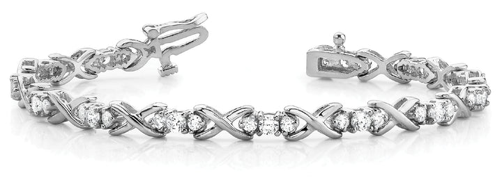 18K White Gold 2ctw Round Diamond In-Line Bracelet