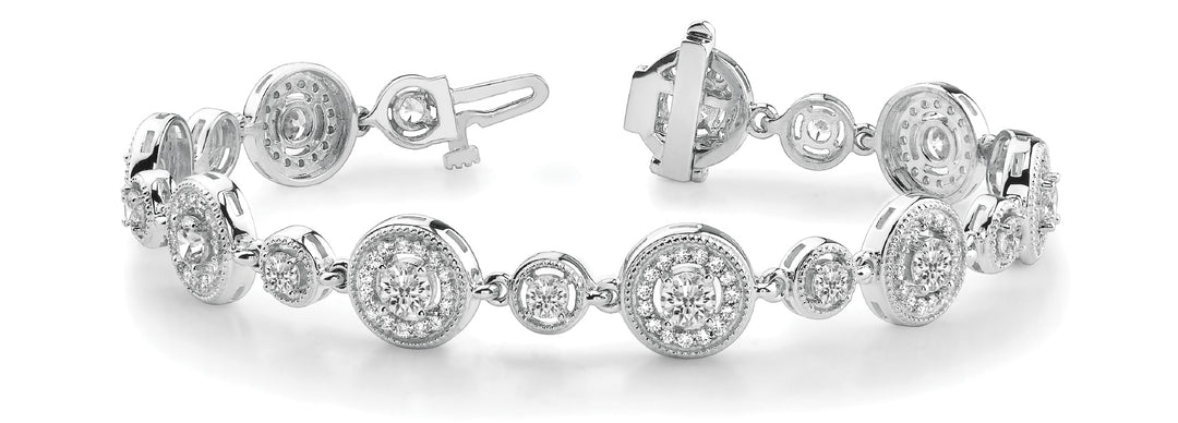 14K White Gold Vintage Diamond Tennis Bracelet