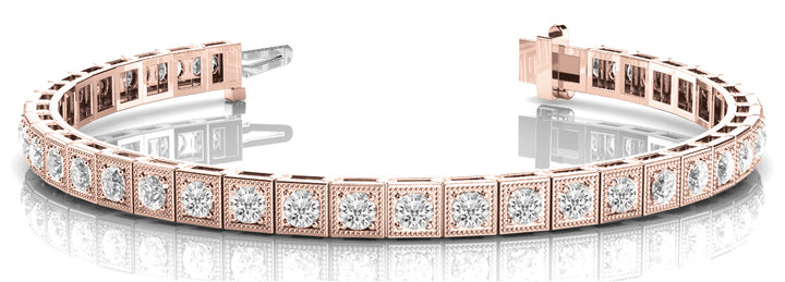 18K Rose Gold Vintage Diamond Tennis Bracelet
