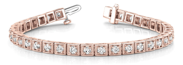 18K Rose Gold Vintage Diamond Tennis Bracelet