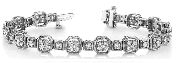 18K White Gold Vintage Diamond Tennis Bracelet