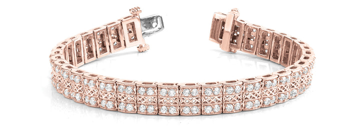 18K Rose Gold 2.25 CT Multi-Row Diamond Bracelet