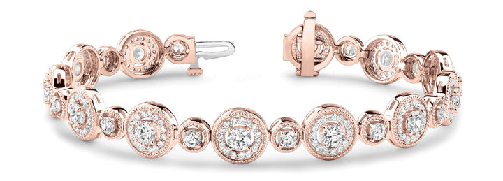 18K Rose Gold Vintage Diamond Tennis Bracelet