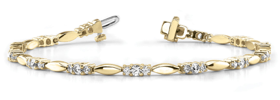 14K Yellow Gold Round Diamond Fashion Bracelet