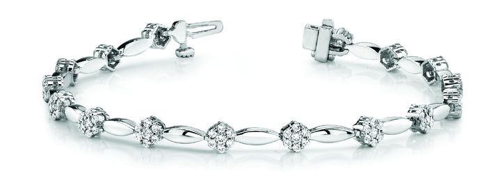 14K White Gold Round Diamond Fashion Bracelet