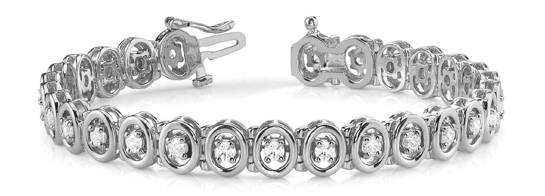 18K White Gold Round Diamond Tennis Bracelet