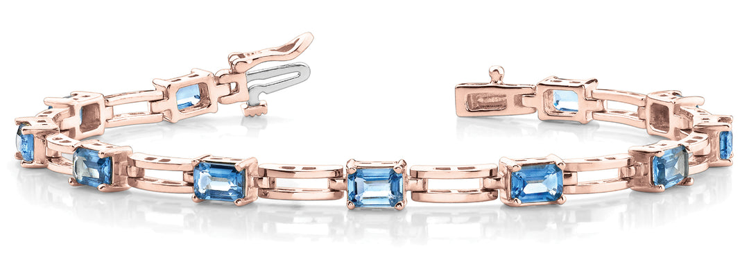 14K Rose Gold Emerald Diamond Fashion Bracelet