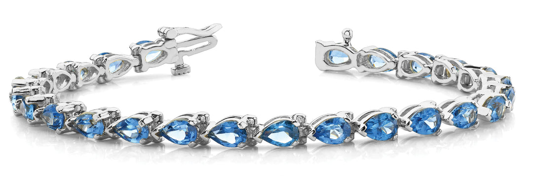 14K White Gold Pear Diamond Fashion Bracelet