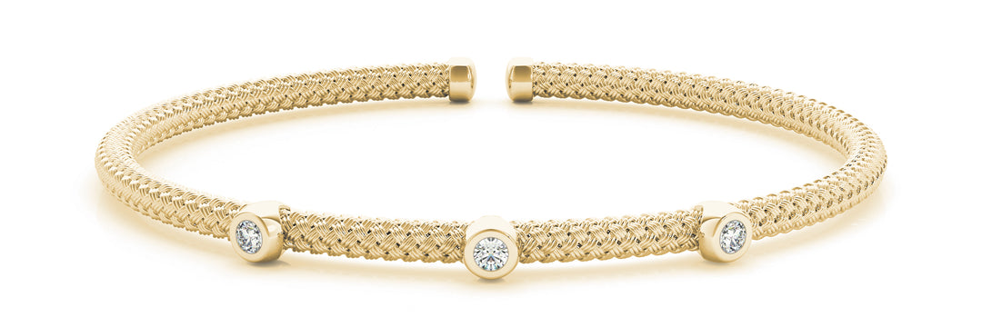 14K Yellow Gold Diamond Stackable Bangle