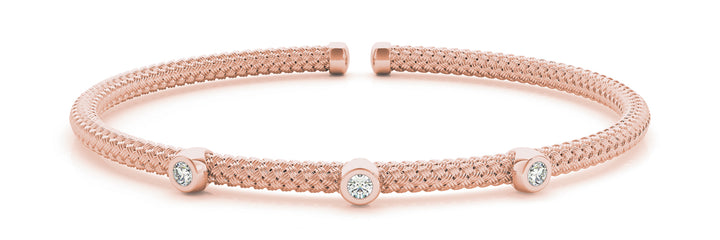 14K Rose Gold Diamond Fashion Bangle Bracelet