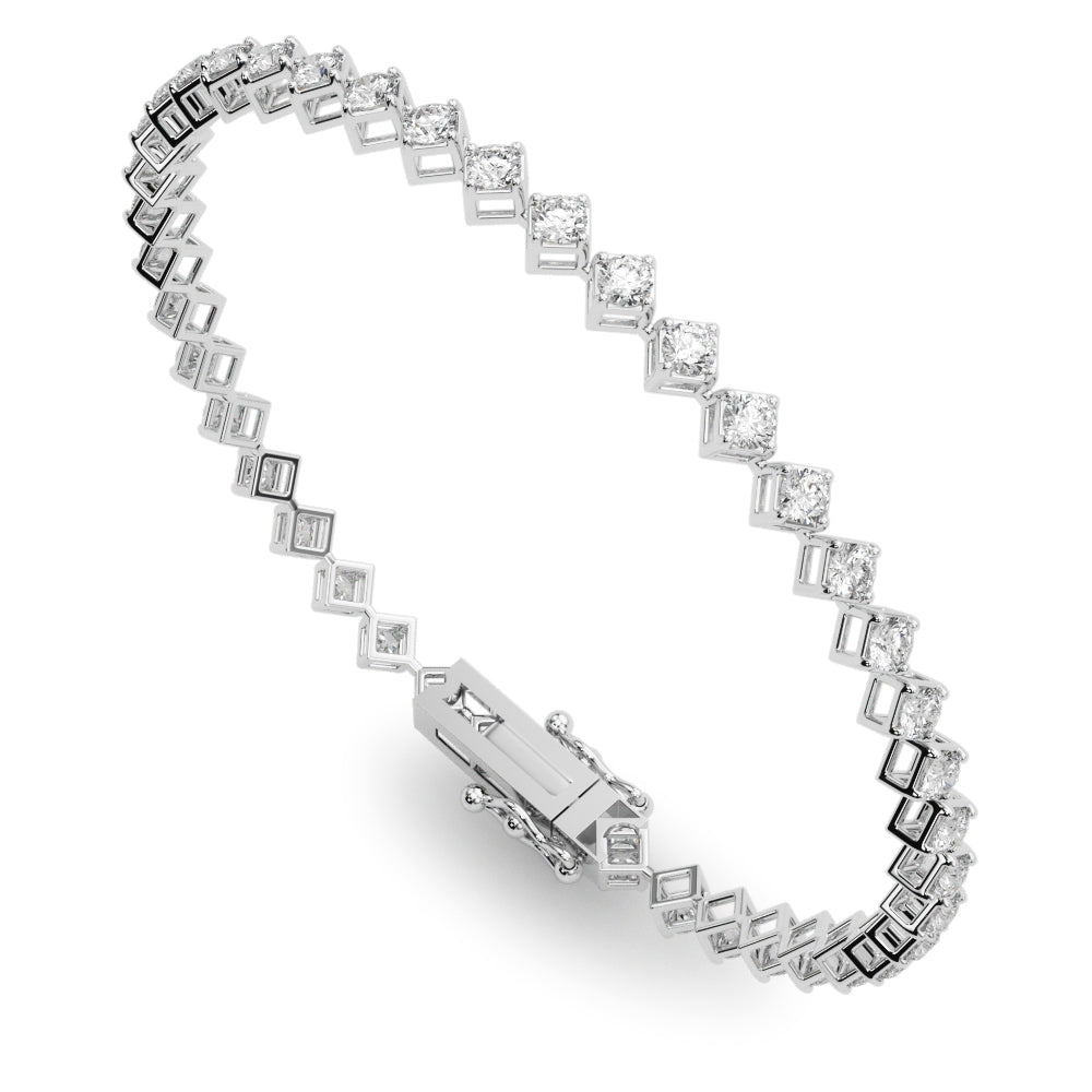 Round Diamond Tennis Line Bracelet