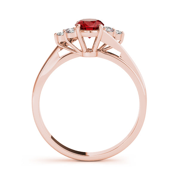 14K Rose Gold Oval Diamond Fashion Ring