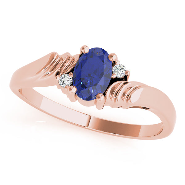 14K Rose Gold Oval Diamond Fashion Ring