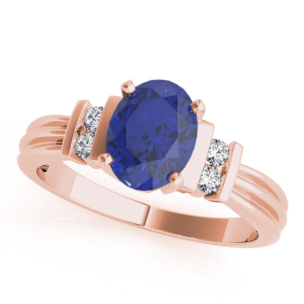 14K Rose Gold Oval Diamond Fashion Ring