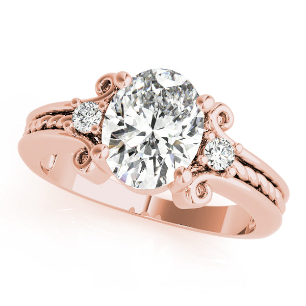 Rose Gold Oval Diamond Ring | 0.15 CTW Fashion Jewelry