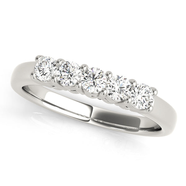 14K White Gold Multi-Diamond Wedding Band