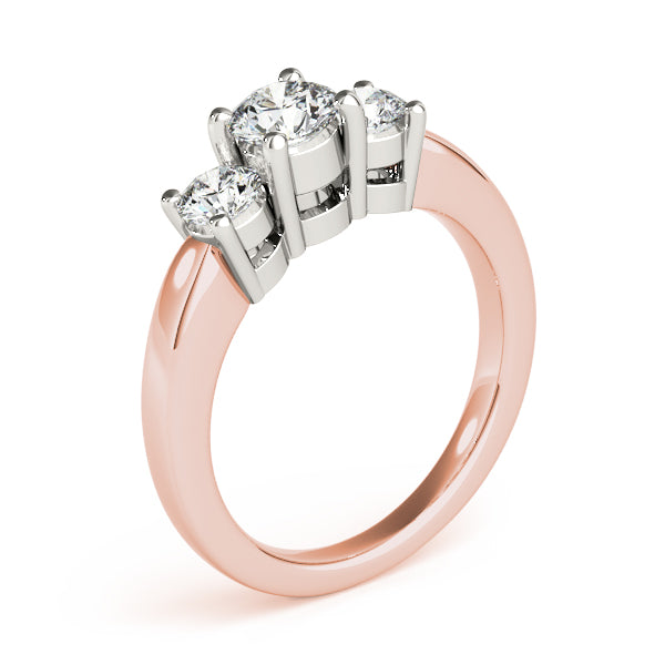 Rose Gold 3/4 ct Diamond Three-Stone Engagement Ring
