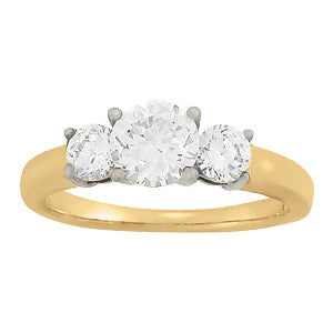 Platinum 1 ct Round Diamond Three-Stone Ring