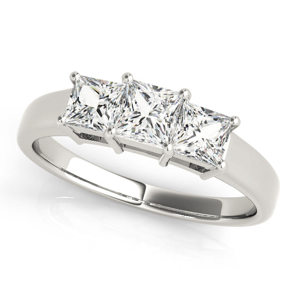 Platinum 1.12 CT Square Diamond Three Stone Ring