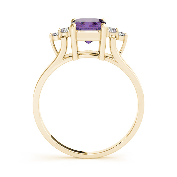 14K Yellow Gold Emerald Diamond Fashion Ring