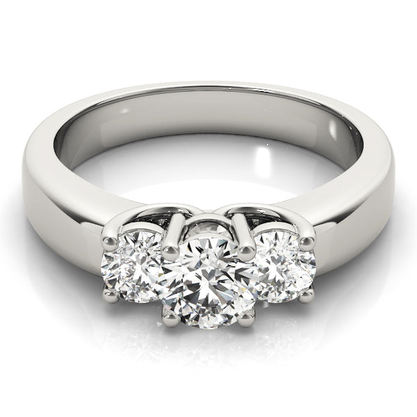 18K White Gold 1 ct Diamond Three-Stone Engagement Ring
