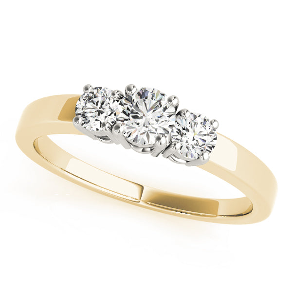 18K Yellow Gold 1/2 CT Diamond Three-Stone Engagement Ring