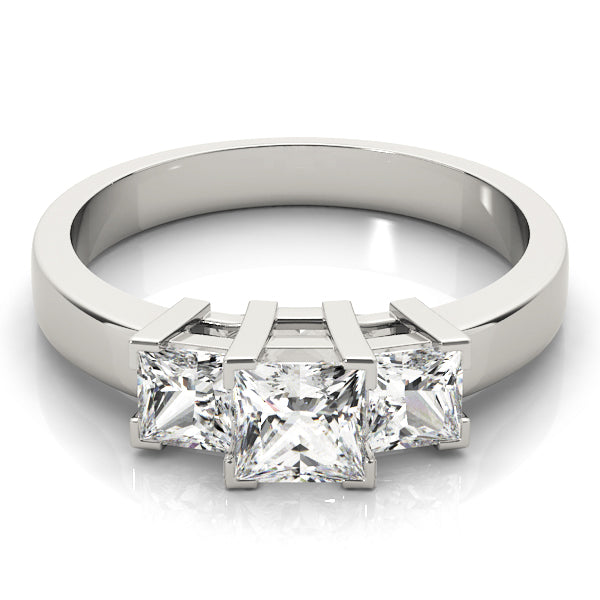 14K White Gold Square Diamond Engagement Ring