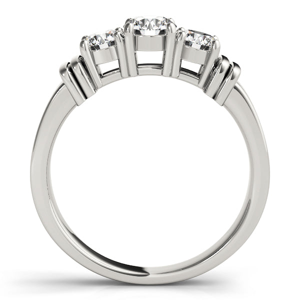 18K White Gold 1 ct Round Diamond Three-Stone Ring