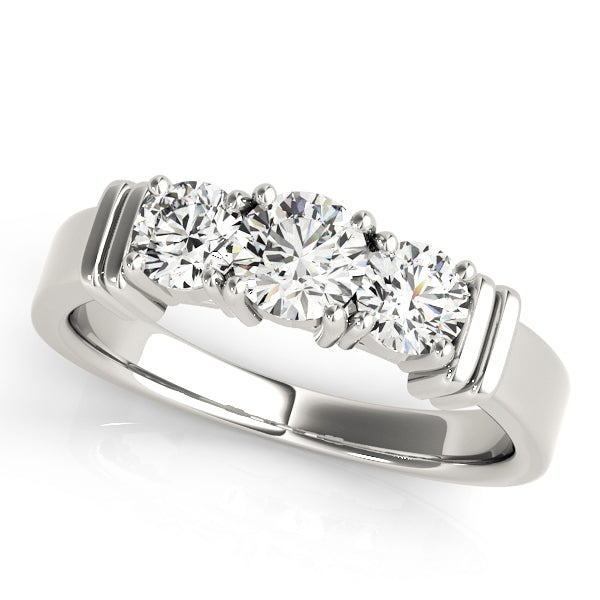 Platinum 1 ct Round Diamond Three-Stone Ring
