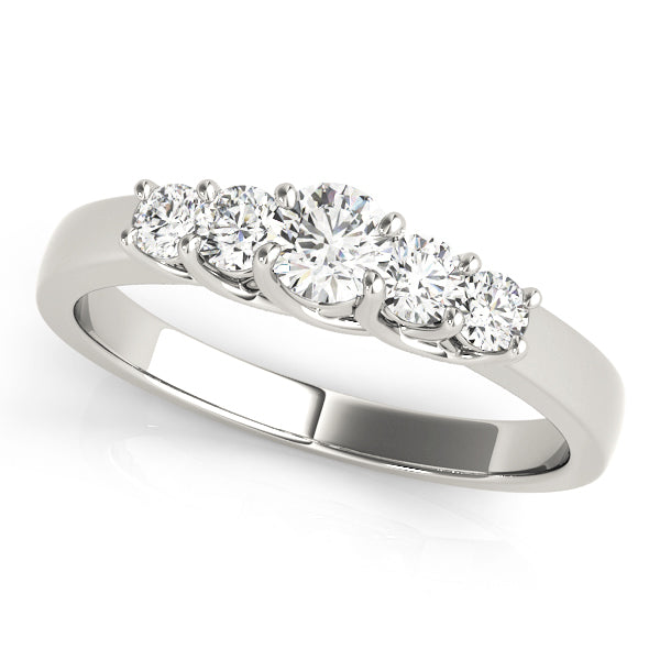 14K White Gold Round Diamond Wedding Ring 1 ctw