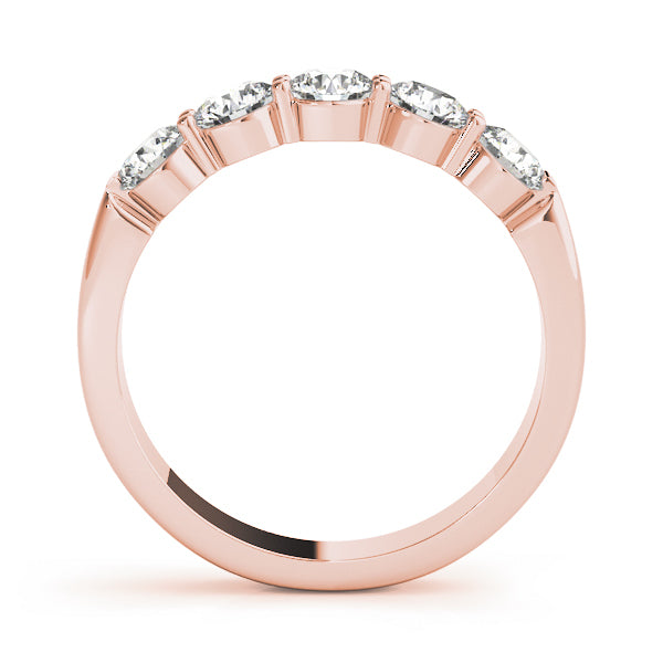 18K Rose Gold 5-Stone Diamond Wedding Ring