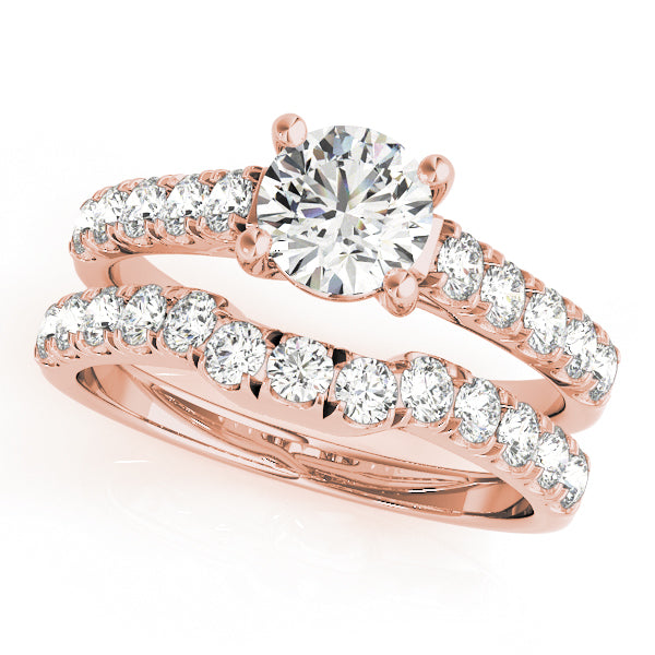 14K Rose Gold Diamond Trellis Engagement Ring