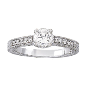 18K White Gold 1.16 ctw Vintage Diamond Engagement Ring