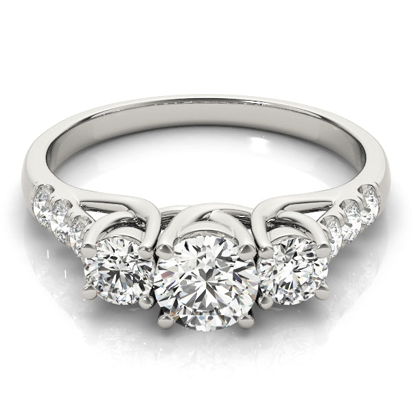 Platinum 1/2 CT Round Diamond Three-Stone Engagement Ring