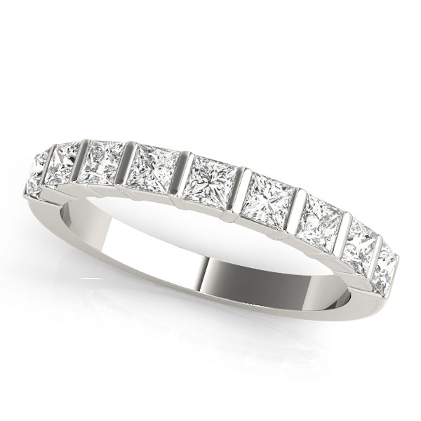 18K White Gold Square Diamond Wedding Ring