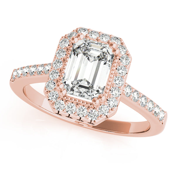14K Rose Gold Emerald Diamond Ring