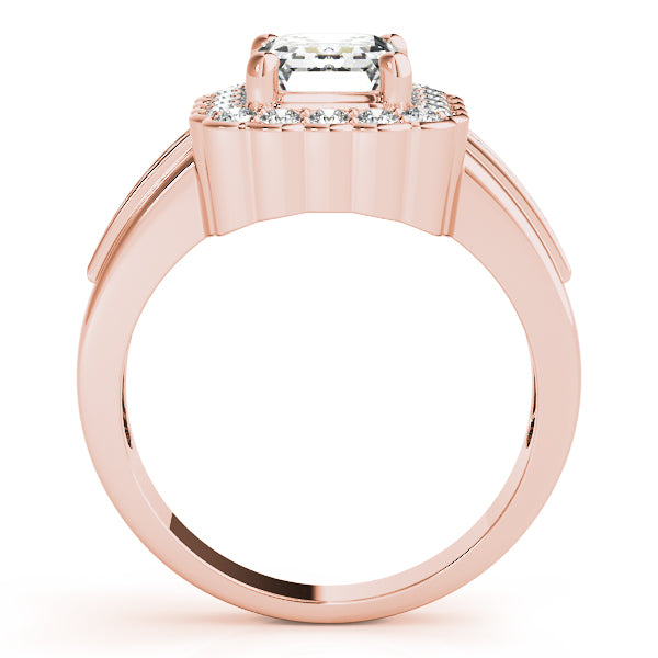 14K Rose Gold Emerald Diamond Fashion Ring