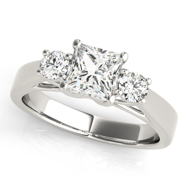 14K White Gold 1 ct Diamond Three-Stone Engagement Ring