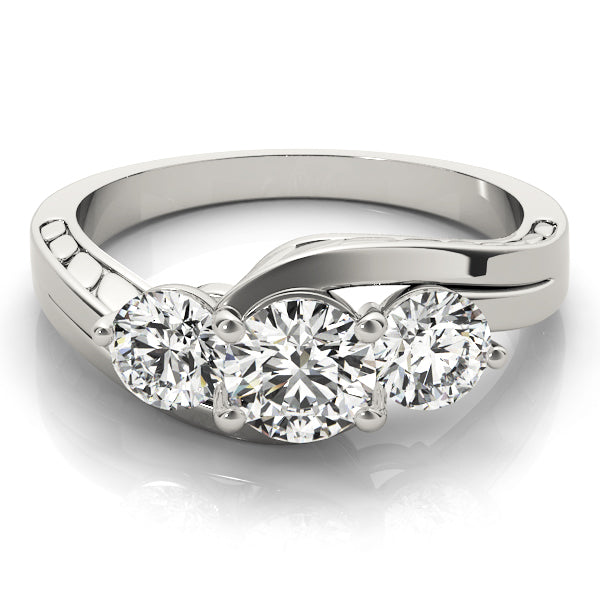 18K White Gold 1 ct Diamond Three-Stone Engagement Ring