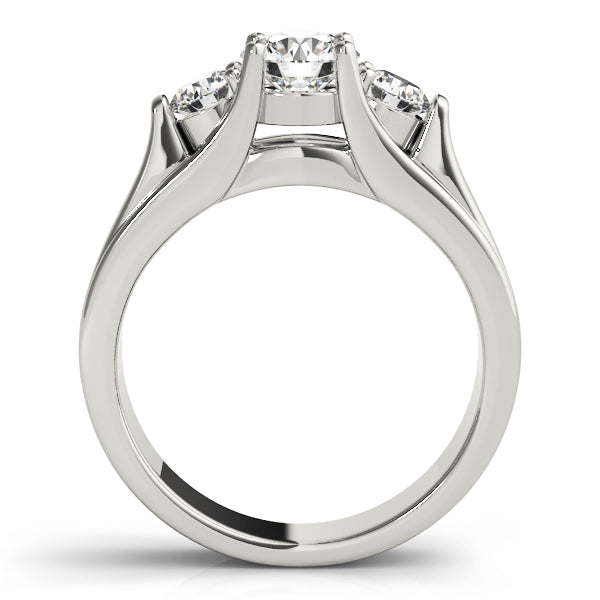 18K White Gold 1 ct Round Diamond Three-Stone Ring